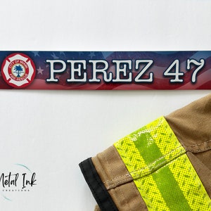 Firefighter Locker Name Tag | Firehouse Name Plate for Locker | Full Color Metal Nameplate | Firefighter Gift | First Responder Gift | USA