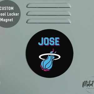 School Locker Magnet | Locker Name Tag Personalized Name Magnet | Bag Tag | Custom Magnet | Miami Heat Name Tag | Basketball Magnet
