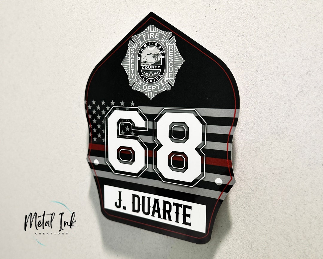 Helmet Shield 9x7 Metal Art Helmet Shield Nameplate for Locker Fireman