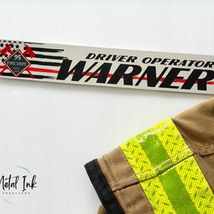 Firefighter Locker Name Tag | Firehouse Name Plate for Locker | Full Color Nameplate | Firefighter Gift | First Responder Gift | Red Line