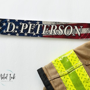 Firefighter Locker Name Tag | Firehouse Name Plate for Locker | Full Color Metal Nameplate | Firefighter Gift | First Responder Gift | USA
