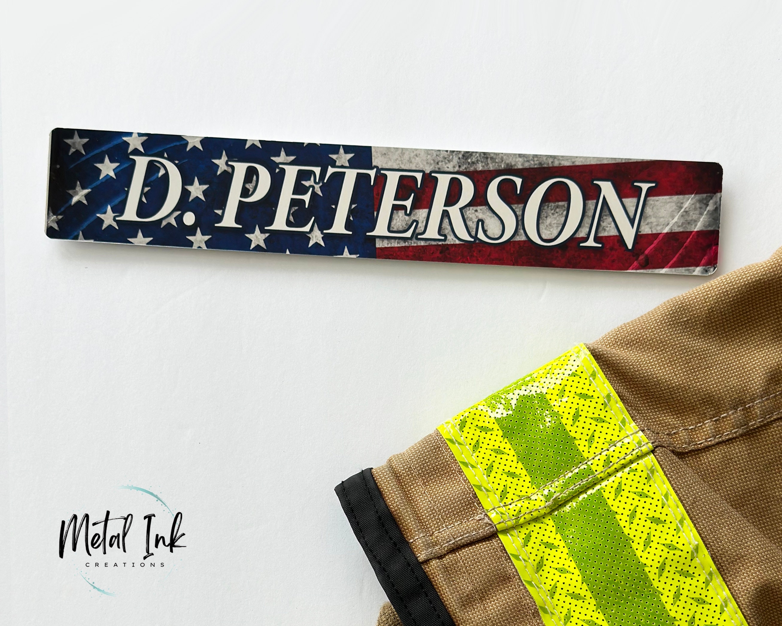 Personalized Firefighter Locker Name Tag: Full Color Metal Firehouse Nameplate, Custom First Responder Gift
