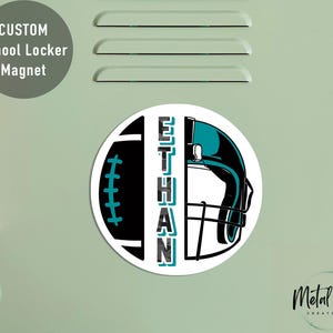 Personalized Football Locker Magnet: Custom Name Tag, Back to School