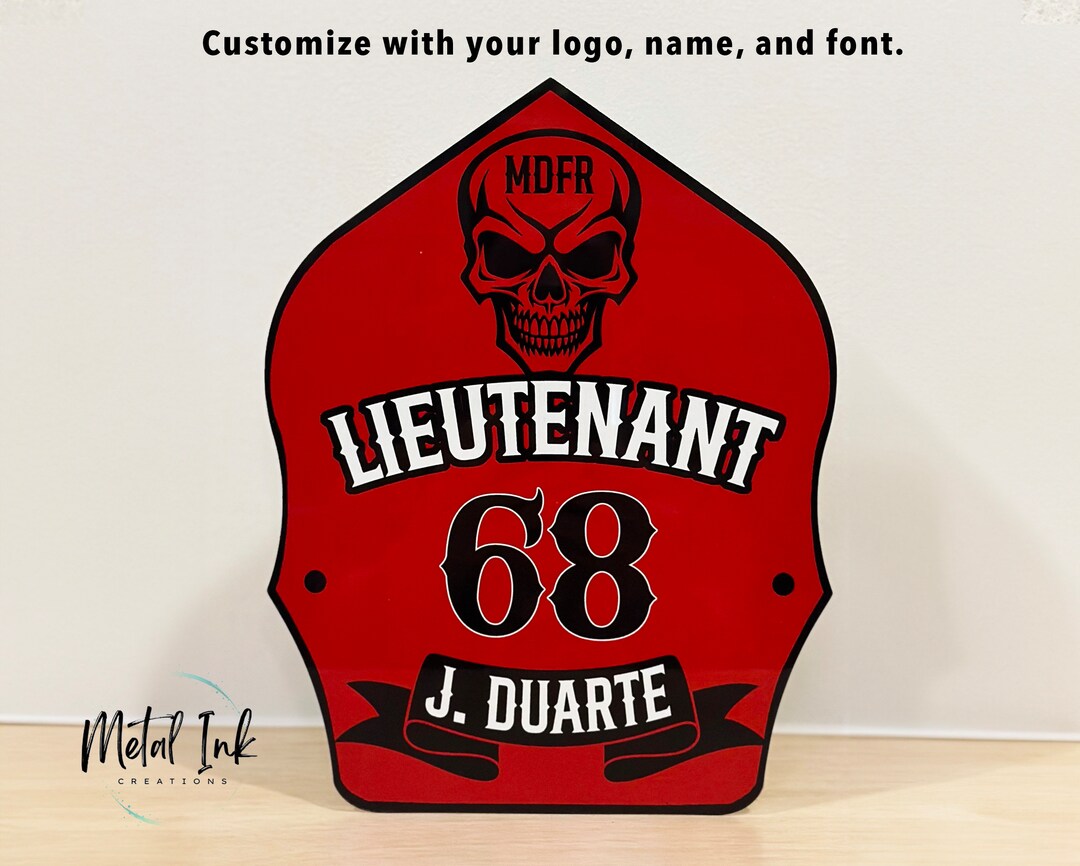 Helmet Shield 9x7 Metal Art Shield Nameplate for Locker Bunker Gear