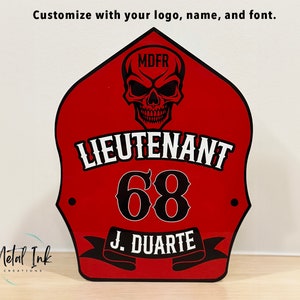 Firefighter Shield 9”x7” Metal Art | Shield Nameplate for Locker | Bunker Gear Locker | Firefighter Gift | Firefighter Locker Tag Door Sign