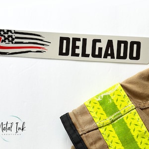 Firefighter Locker Name Tag | Firehouse Name Plate for Locker | Full Color Nameplate | Firefighter Gift | First Responder Gift | Red Line