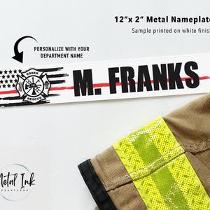 Firefighter Locker Name Tag | Firehouse Name Plate | Bunk Gear Nameplate | Volunteer Fire Department | Gear Locker Tag | Thin Red Line