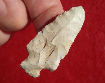 AUTHENTIC OHIO ARROWHEAD 1-13/16" Motley Late Archaic - Woodland 4500 - 2500 B.P. Quality Collateral Flaking with Basal Thinning & Grinding