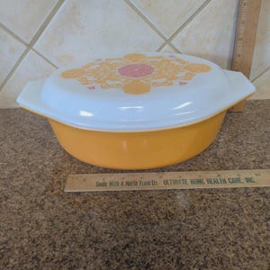 Vintage Pyrex Seville Orange Oval Casserole Dish & Lid 045 1971 Retro Rare MCM