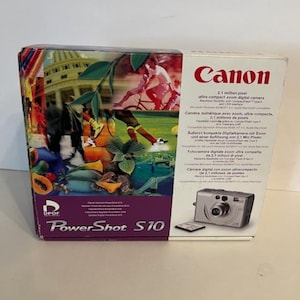 Canon PowerShot S10 2.1MP Digital Camera Silver Digicam Charger Box Cords Manual