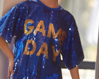 Robe tunique bleue à sequins Game Day