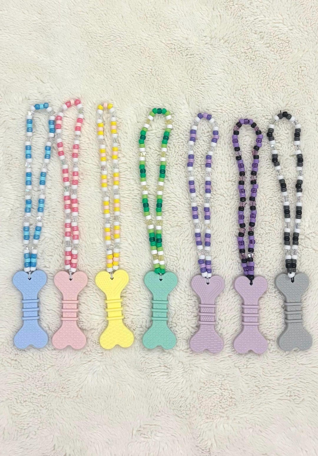 Handmade Beaded Silicone Bone Necklaces, For Petplay, Puppy Girl Boy, Puppyplay, Kemonomini