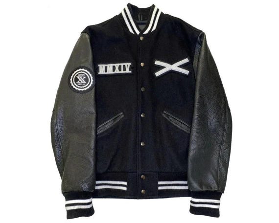 The Weekend Varsity Black Bomber Jacket Mens Real Leather Real Wool Jacket Halloween Celebrity Costume Streetwear Leather Winter Coat