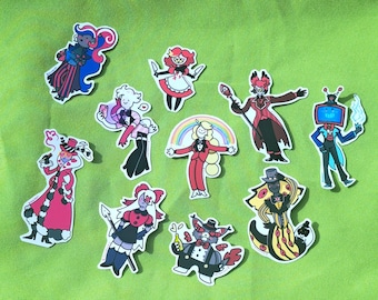 adesivi viynl hazbin hotel, cast principale e vees'