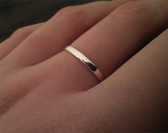 925 Sterling Silver 2mm Ring Band, Flat profile ring, Stacking Ring, Classic Silver Band, Minimalist Silver Jewelry, Unisex Ring