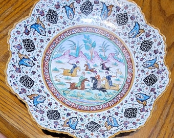 Vintage middle eastern Persian enamel plate