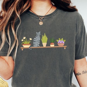 Katzen und Pflanzen Shirt, Crazy Plant Lady, Katzenliebhaber, Pflanzenliebhaber, Gärtner Shirt, Shirts für Katzenliebhaber, Sukkulenten Pflanzen Shirt, Pflanzenliebhaber