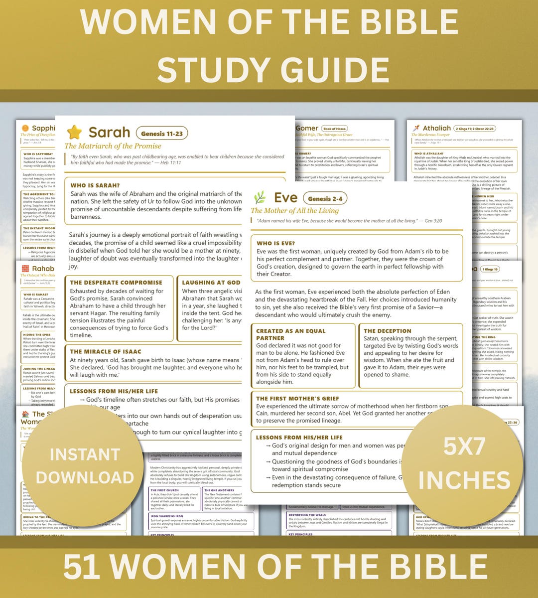 51 Women of the Bible Character Study Guide Tip-ins, Printable PDF ...
