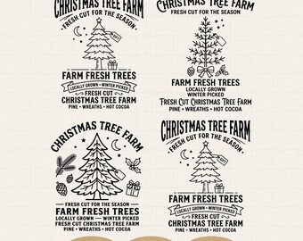 Julgran Farm Svg Png, Bondgårdssemester, Färska Gårdar, Retro Vinterskjorta Design, Varm Choklad, Digital Nedladdning