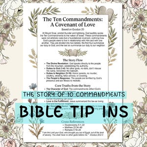 Bible Study Tip in The story of 10 Commandments PDF - Christian Journal Printable, Entire Bible Book Summary, One Year Bible Cheat Sheet