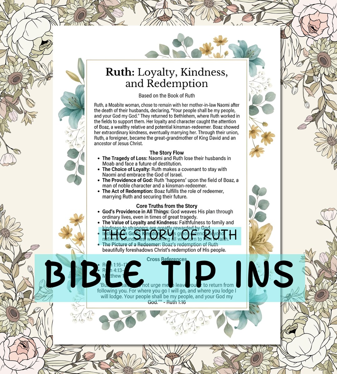 Ruth Bible Study Tip-ins – Christian Journal Printable (JPG, PDF ...