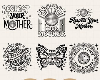 Respect Your Mother Disco Ball Svg Png, Y2K Concert, Retro Earth Day Tee, Mothers Day Gift for Mom, Sublimation Digital Download