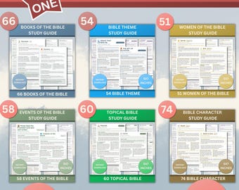 Kit completo per il Bible Journaling, 6 guide di studio in 1, oltre 360 pagine in PDF, download in formato PDF 5x7.