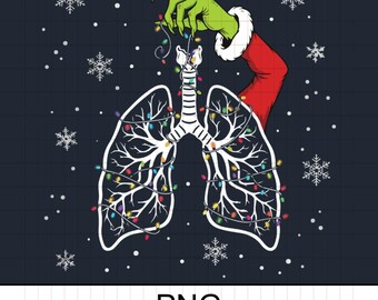 Luci polmonari natalizie per terapisti respiratori PNG, infermiere di Natale (download digitale)