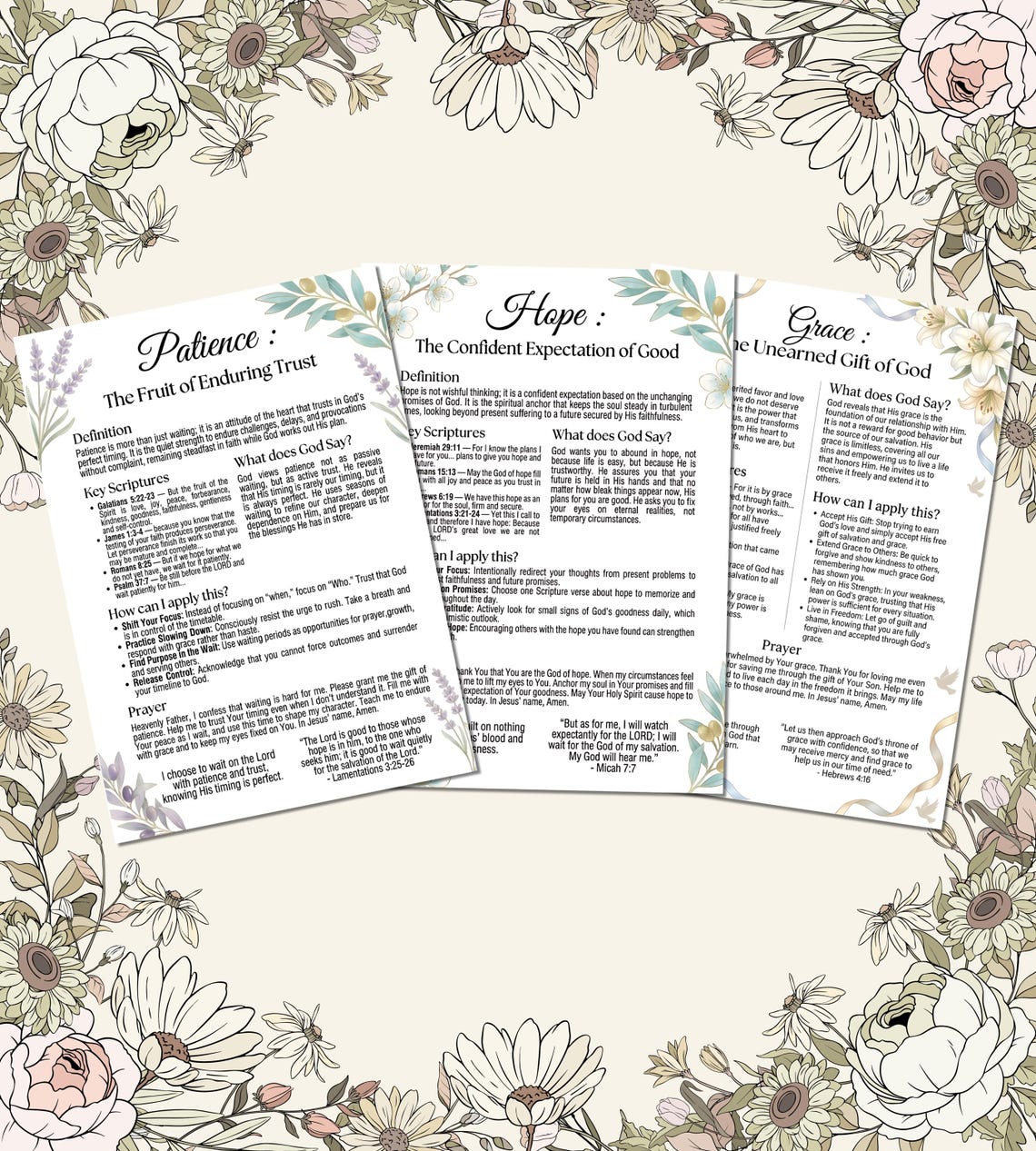 Scriptures Sheet Bible Study Tip Ins – Topical Scripture Sheets Bundle Printable Png Pdf ...