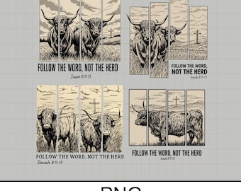 Western Highland Cow PNG: christelijk bijbelvers, boho-shirtontwerp (digitale download)