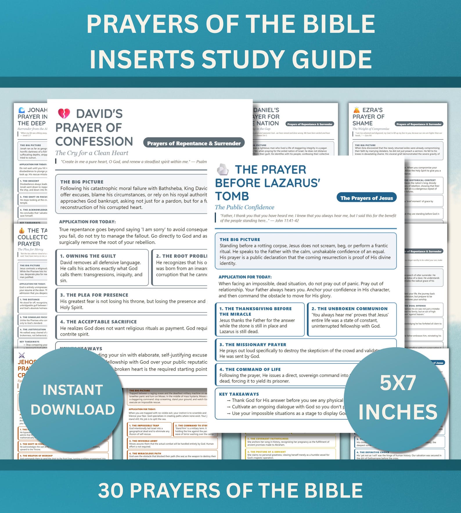 30 Prayers of the Bible Study Guide Tip-ins, Printable Journaling ...