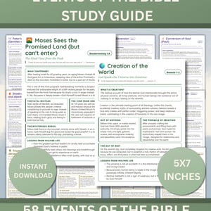 58 Bible Events Study Guide Tip-ins, Scripture Timeline Inserts, Printable PDF Journaling Aid, 5x7 PDF Download