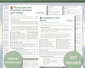 58 Bible Events Study Guide Tip-ins, Scripture Timeline Inserts, Printable PDF Journaling Aid, 5x7 PDF Download