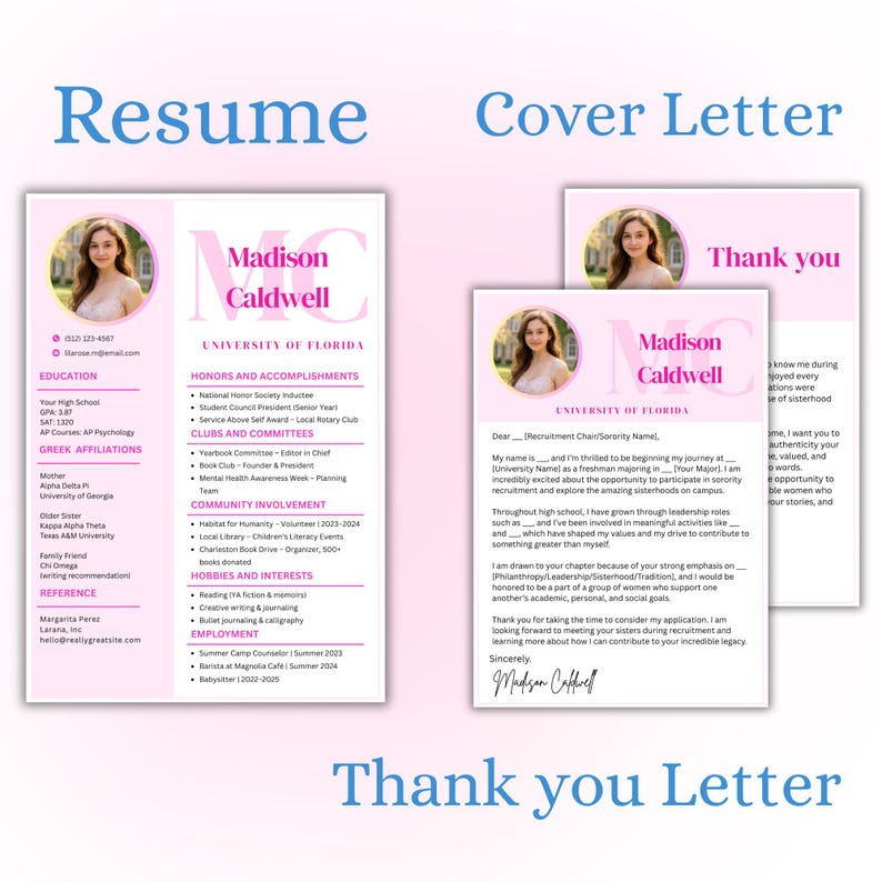 Editable Sorority Resume Template - Il 794xN.7013345564 2ev6