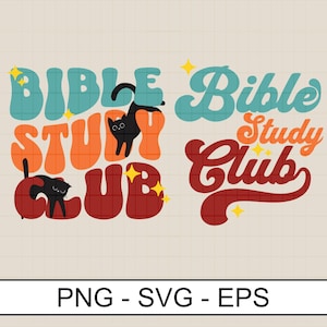 Bible Study Club SVG PNG: Christian Cat Lover Design (Digital Download)
