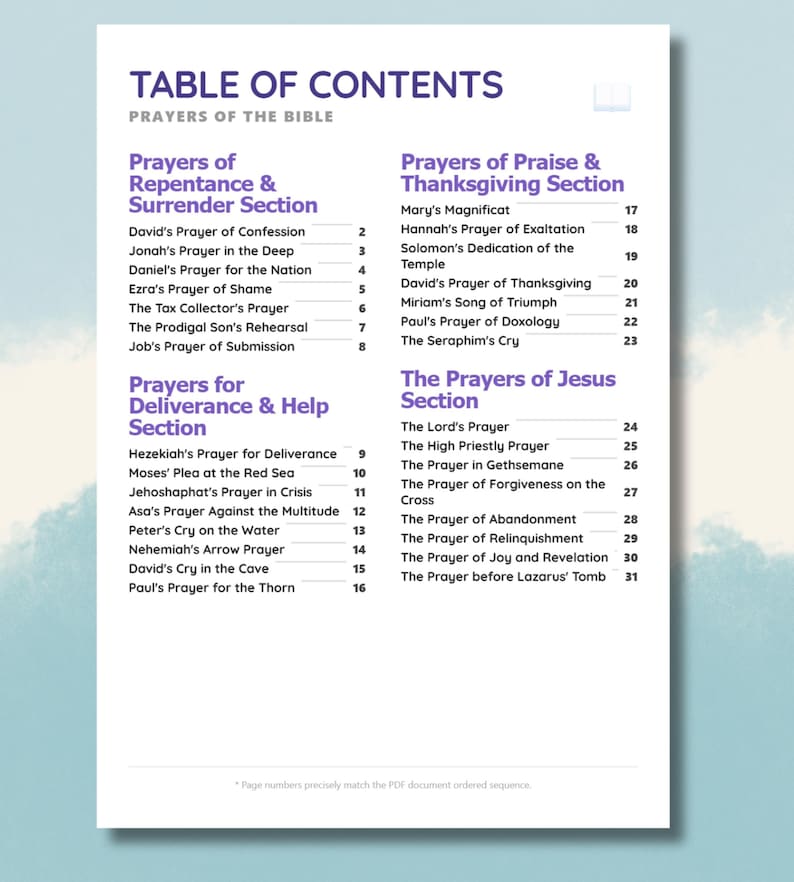 Sample Prayer Guide 30 Prayers of the Bible Study Guide Tip-ins, Printable Journaling ...