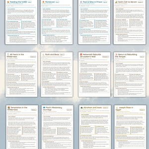 58 Bible Events Study Guide Tip-ins, Scripture Timeline Inserts, Printable PDF Journaling Aid, 5x7 PDF Download