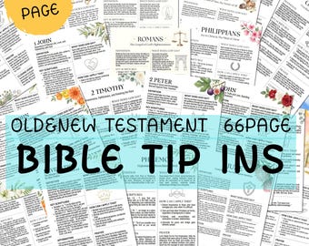 Old And New Testament Bible Study Tip Ins 66 page bundle – Scripture Cards, Digital Download Bundle 5x7 PDF