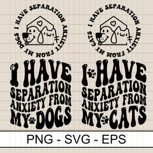 Mam lęk separacyjny od moich psów Svg, Cat mom Png, Dog Mom Svg, Koszulka Dog Mom, Dog Mama Svg, Cricut Svg, POD Designs, Png na koszulki