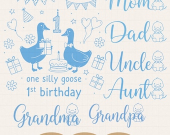Cumpleaños de un ganso tonto SVG PNG - Camiseta a juego para el primer cumpleaños de la familia, fiesta de ganso para el cumpleaños de mamá y papá, descarga digital del primer cumpleaños de la tripulación