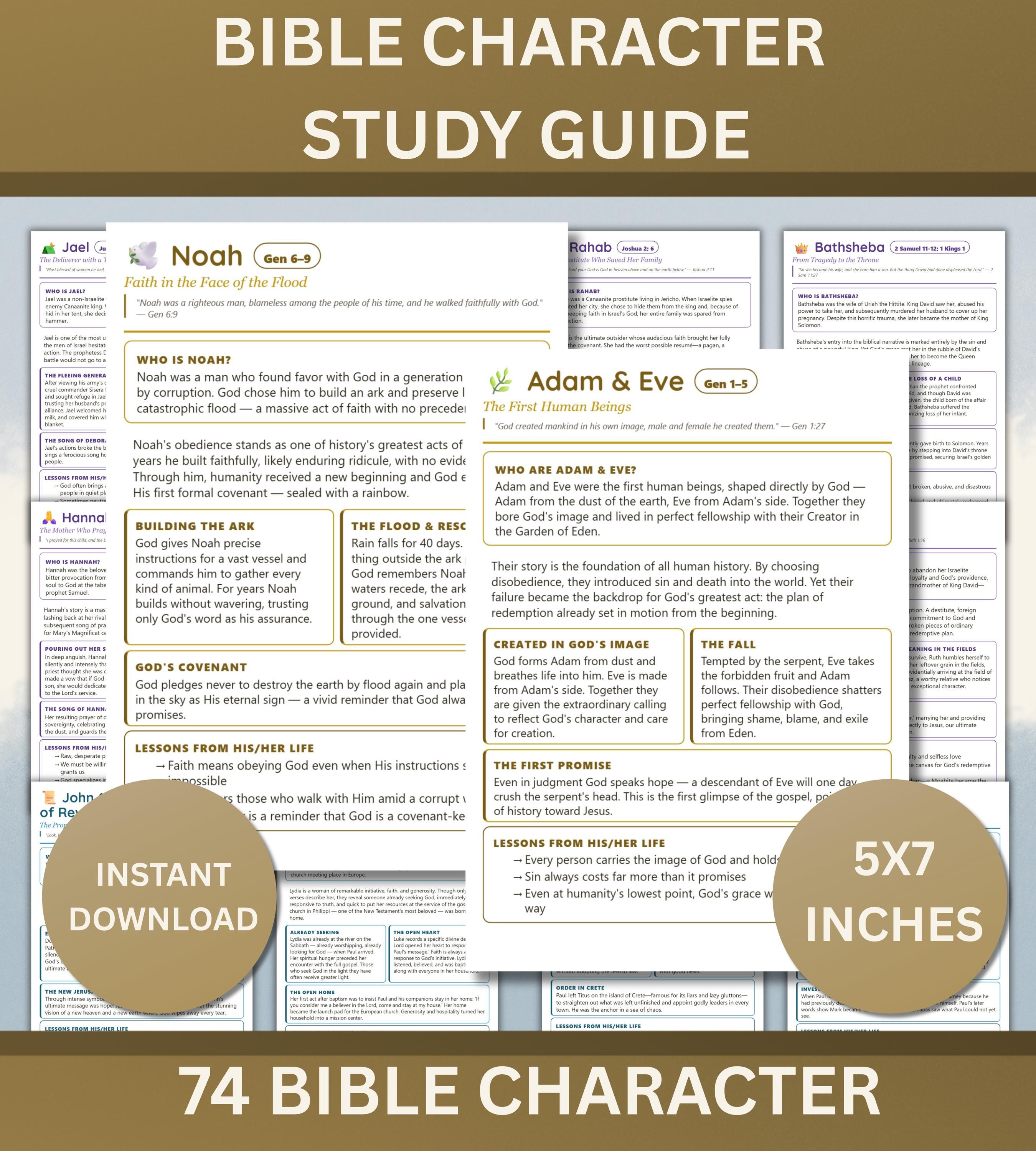 74 Bible Character Study Guide Tip-ins, Old & New Testament, Printable ...