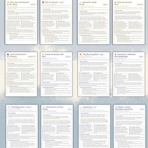 58 Bible Events Study Guide Tip-ins, Scripture Timeline Inserts, Printable PDF Journaling Aid, 5x7 PDF Download