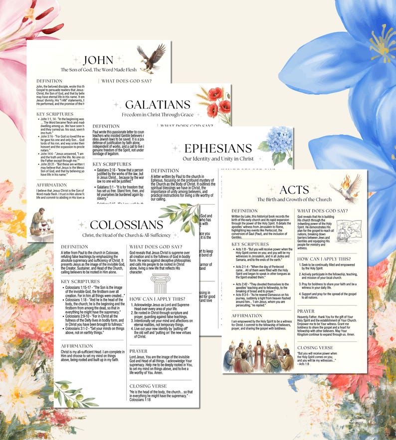 Bible Study Tip Ins New Testament Scripture Cards 14 Page Bundle Vol 1 ...
