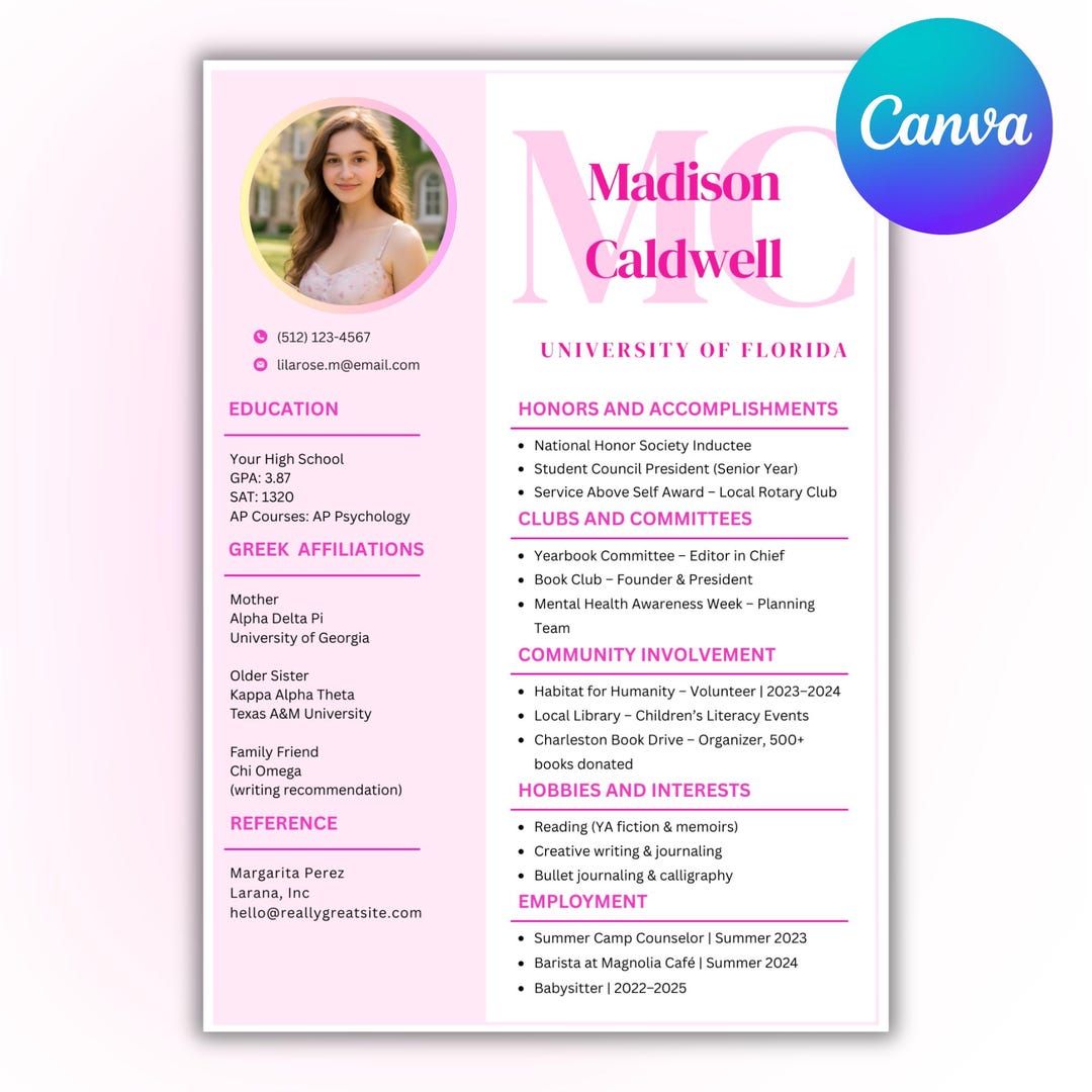 Editable Sorority Resume Template - Il 1080xN.7061321307 R5qh 