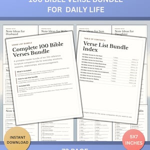 Loaded Bible 100 bibelverser-paket för vardagen – Lista över bibelflikar, andaktsguide PDF digital nedladdning