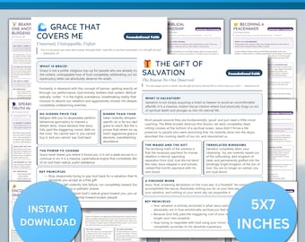 54 Guías de estudio bíblico temáticas con sugerencias, inserciones de versículos bíblicos temáticos, ayuda para tomar notas en PDF imprimible, descarga en PDF de 5x7
