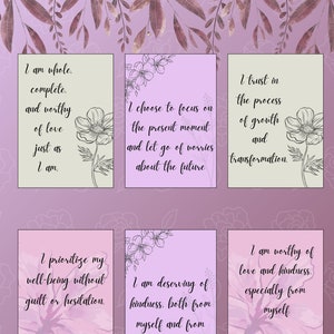 36 self-love affirmation cards, printable affirmation cards, vision board cards, instant download PDF, positive affirmations.