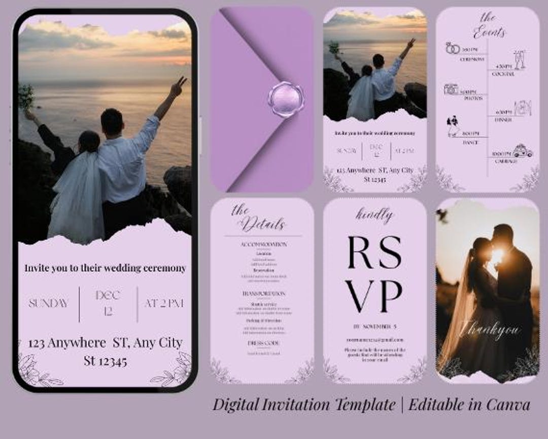 Animated Einvite Animated Wedding Invitation Template: Minimalist Video Invite (canva ...