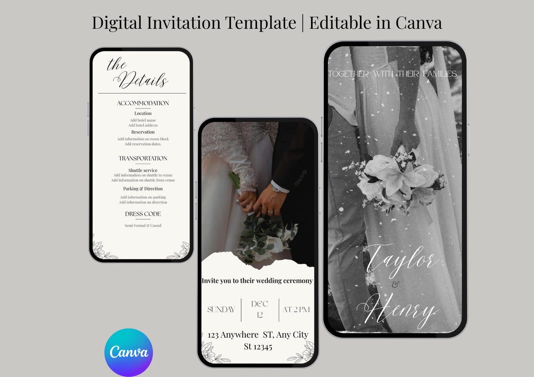 Animated Einvite Animated Wedding Invitation Template: Minimalist Video Invite (canva ...