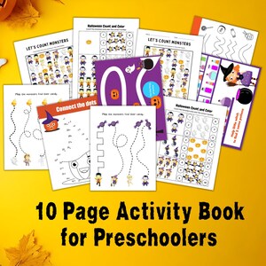 Halloween Activity Pages for Preschoolers | 10 Halloween Printable Activity Pages | Fun Learning Worksheets | Halloween Preschool Activities